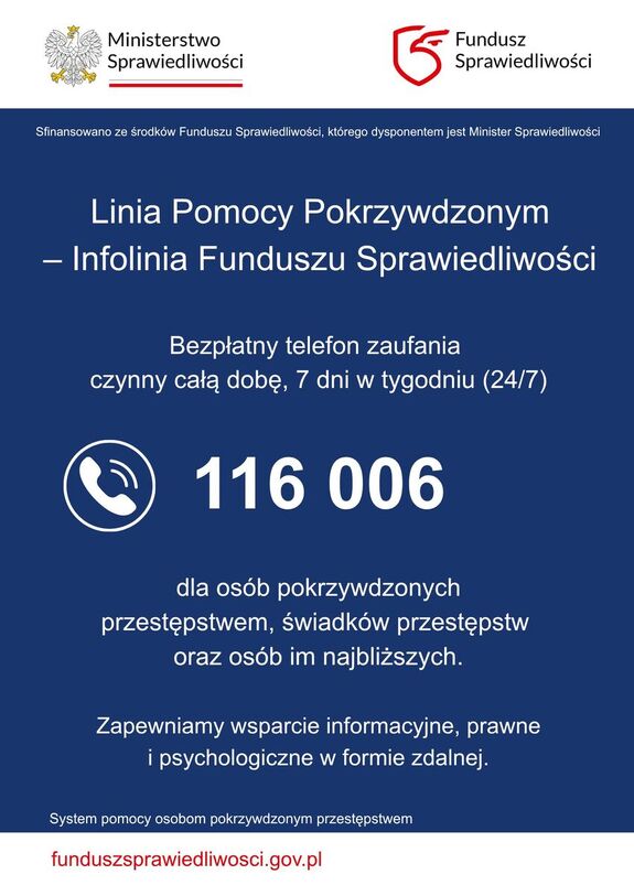 Bezpłatna pomoc dla ofiar przestępstw. Poznaj numer infolinii 116 006