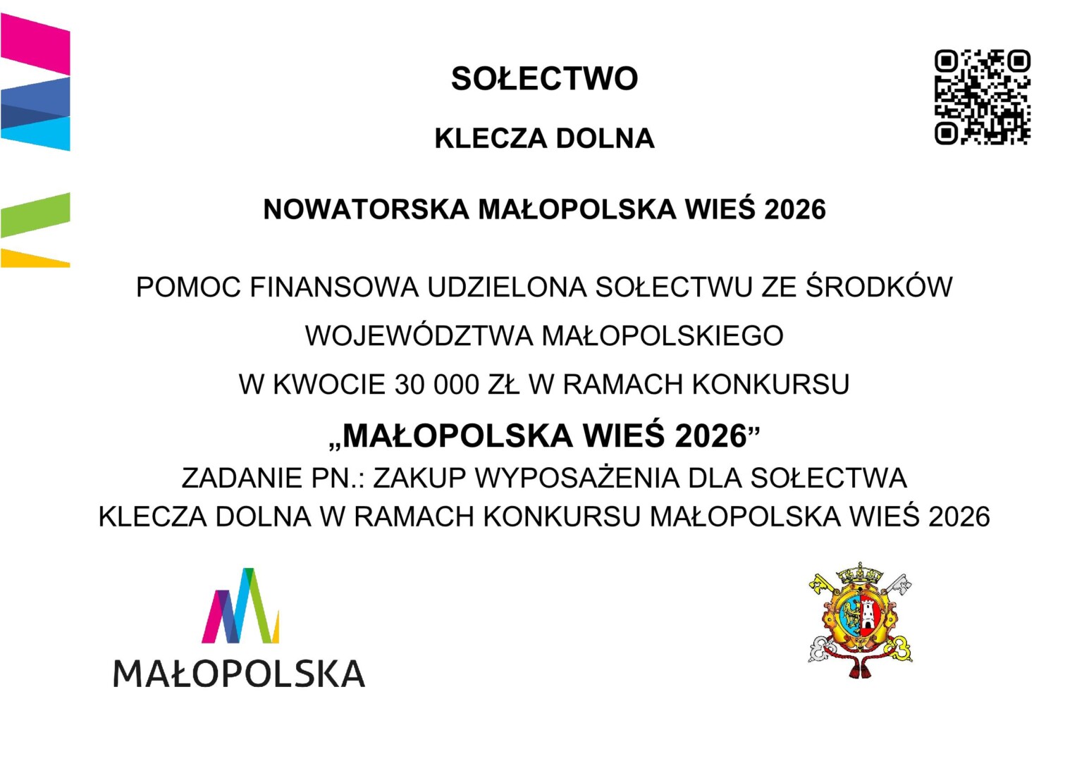 Klecza Dolna dostanie nowe wyposażenie na imprezy. Dotacja z budżetu Małopolski