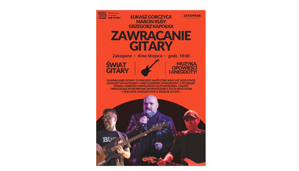 Zawracanie gitary - koncert trzech muzyków w Kinie Miejsce w Zakopanem